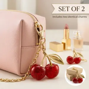 2 packs-Keychain Cherry Bag Charms Purse, Key Chains Women Cute - Car key Accents for leather handbags, Adorable Add - ons for Your Essentials design add-on