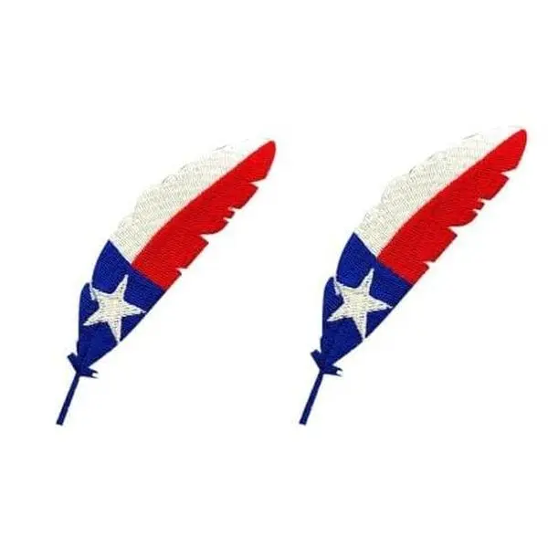 Feather Texas Flag Embroidered Patch [Iron on sew on 5.0 Inch] 2 Piece for Jackets, Vests, Hats, Backpacks, and Tactical Gears.