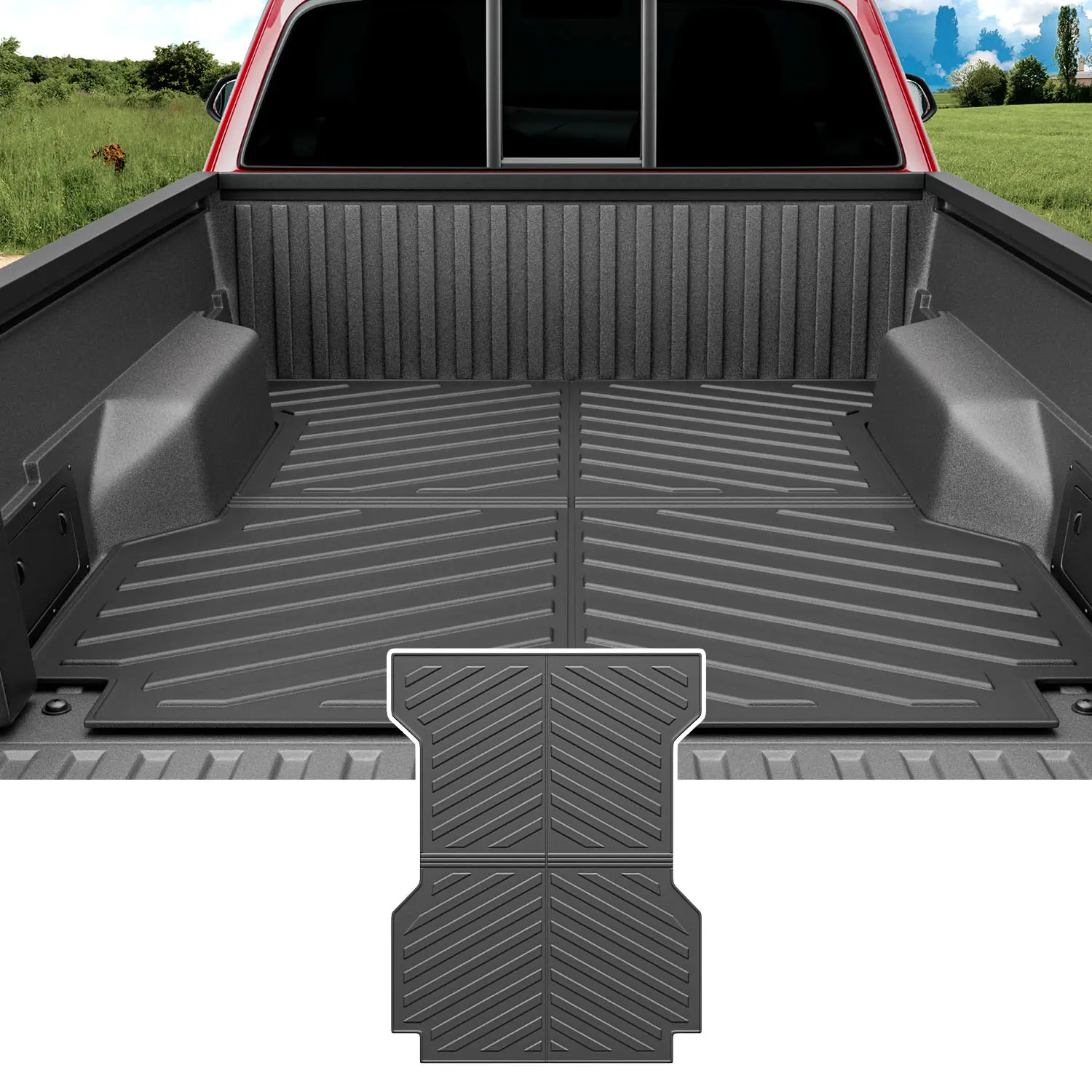 [Fits 05-26 Tacoma] Truck Bed Mat Compatible with 2005-2023 2024-2026 Toyota Tacoma Truck Bed Liner TPE Material Replacement for 2005-2016 2017 2018 2019 2020 2021 2022 2023 Toyota Tacoma Accessories(6FT Bed Mat)