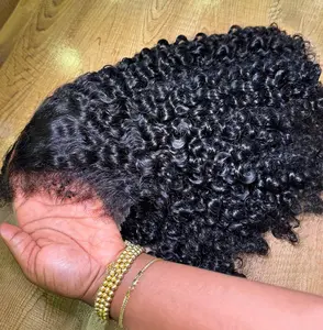 4C Edges Curly Wig 250% Kinky Curly 13x6 HD Lace Frontal Wig Human Hair Update Natural Curly Hairline Afro Curly Lace Front Human Hair Wigs