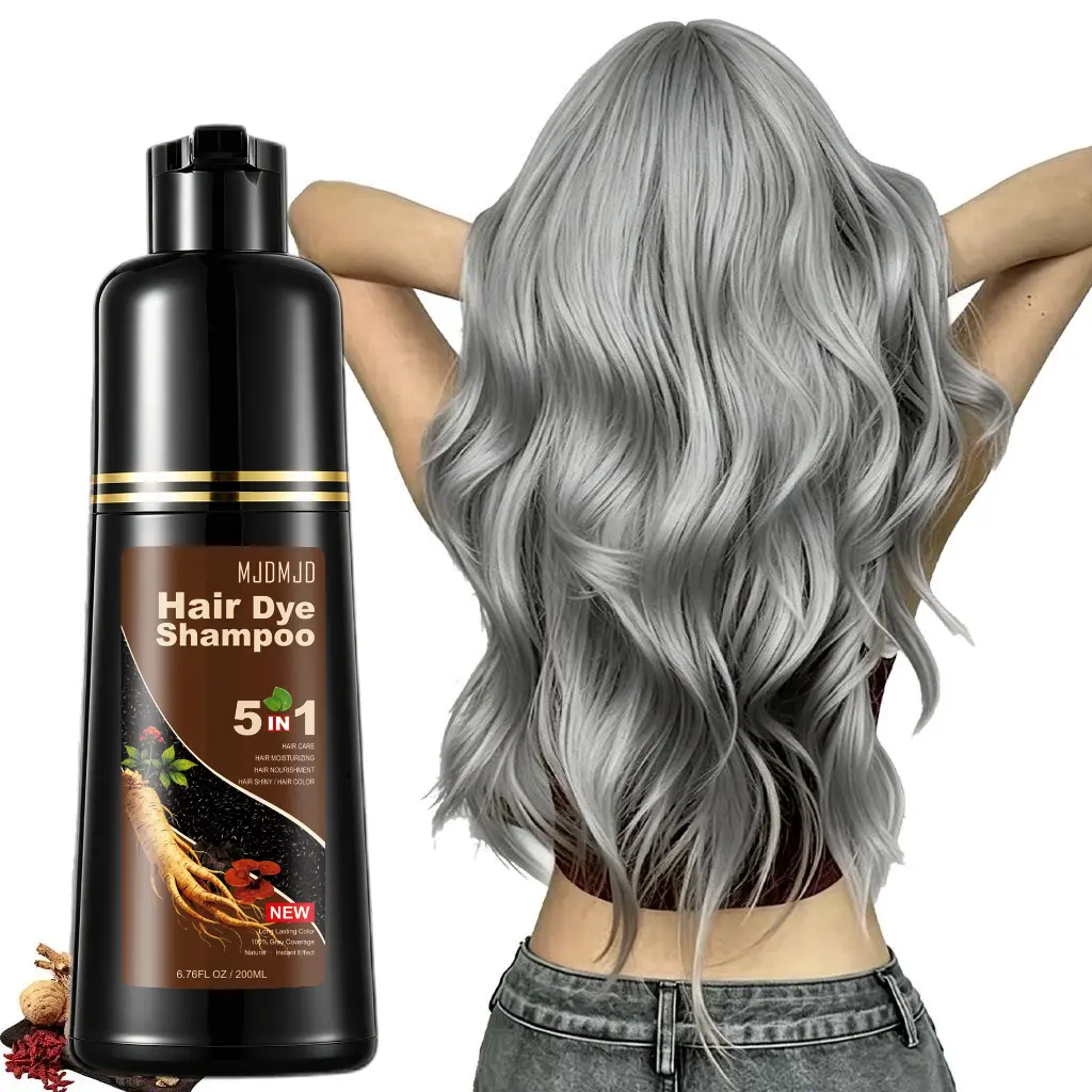 5-in-1 Dark Chocolate Hair Dye Shampoo, Hair Color for Gray Coverage, Fast Coloring Formula, Long Lasting Hair Dye for Women & Men, Root Touch Up & Daily Hair Care, 200ml