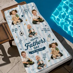 Personalized Hand Towel, Towel For Dad, Custom Photo Dad Gift from Kids, Grandpa Towel, Father's Day Keepsake, Father's Day Gift For Him