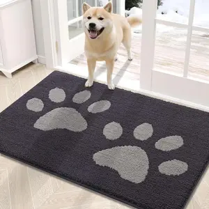 Dog Door Mat for Muddy Paws - Absorbent Dirt Trapper, Low-Profile Mud Mat, Front Entrance Doormat, Dark Grey, 30x20 Inches
