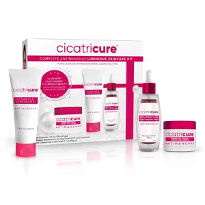 Cicatricure Complete Antimanchas Luminous Skincare Kit with AHA PHA Exfoliating Face Wash Brightening Serum Moisturizing Gel Cream for Dark Spot Reduction Enhanced Glow Paraben Sulfate Free