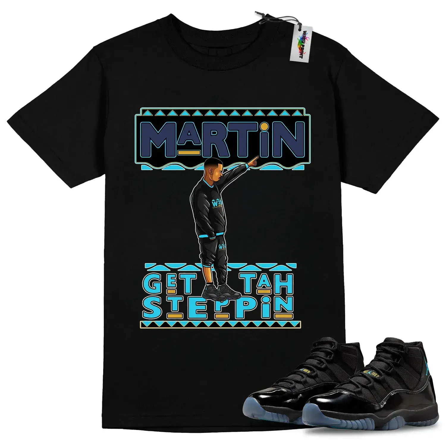 AJ11 Gamma Blue Matching T Shirt, Martin Get Tah Steppin Graphic Shirt, 90s Hip Hop Tee, Gift For Women and Man, Unisex T-Shirt, Sneaker Head Gift