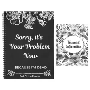 【SummerVibes】Sorry, It’s Your Problem Now, Because I'm Dead, End of Life Planner Organizer Notebook Death Binder Organizer Kit Document Organizer End of Life Planning Workbook Paperback for Possessions Affairs