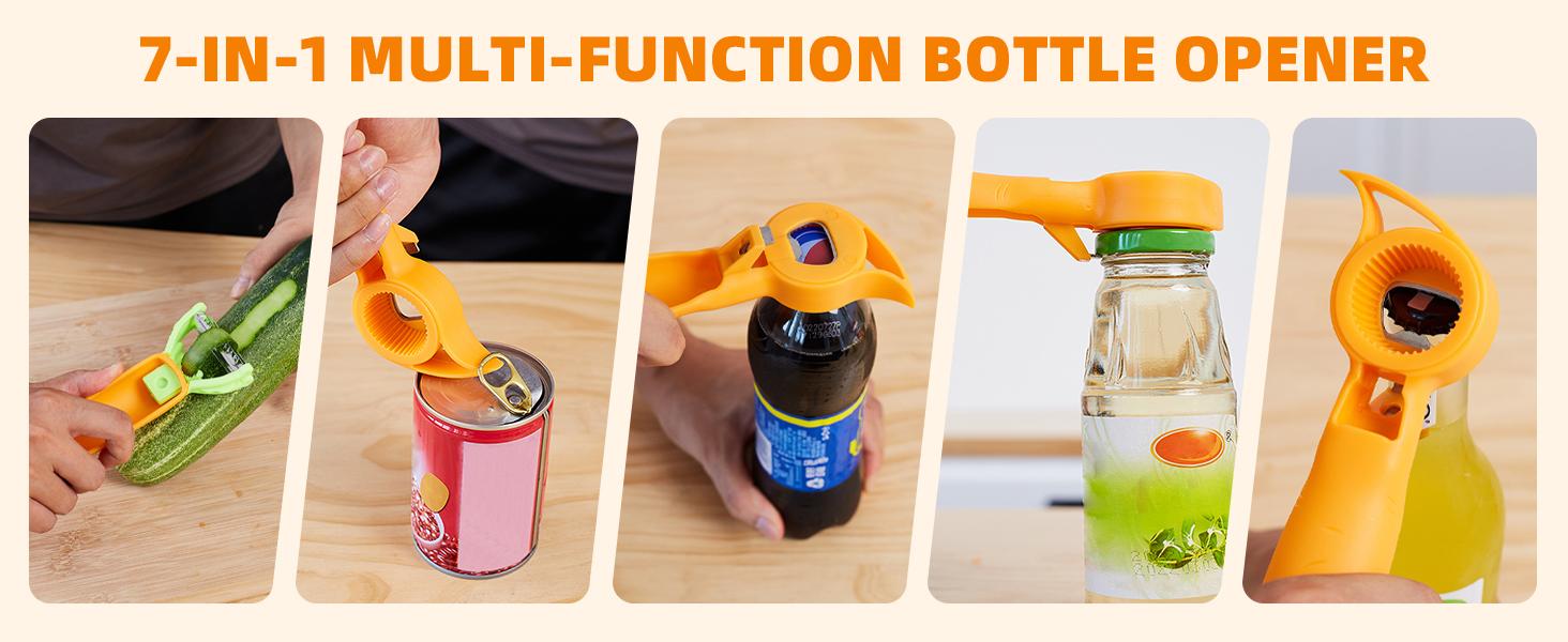 7 in 1 Multifunctional Fruit and Vegetable Peeler Can Opener Bottle Opener Double Blade Grater Kitchen Gadget