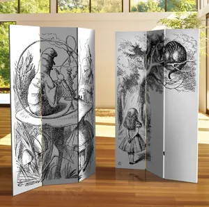6 ft. Tall Double Sided Alice in Wonderland Canvas Room Divider