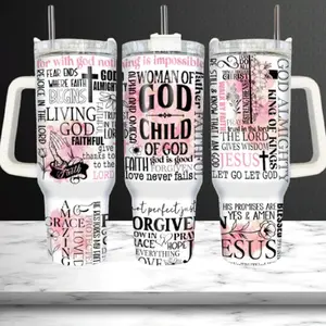 Christian Bible Verse 40oz Tumbler - Women of God Religious Gift with Prayer and Scripture Texts - Bottle, Drinkware Stylish Mug  Cup Reusable Flasks Bottled