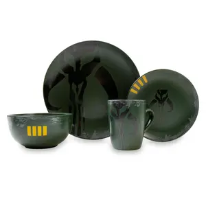 Star Wars Boba Fett Mandalorian 4-Piece Stoneware Dinner Set