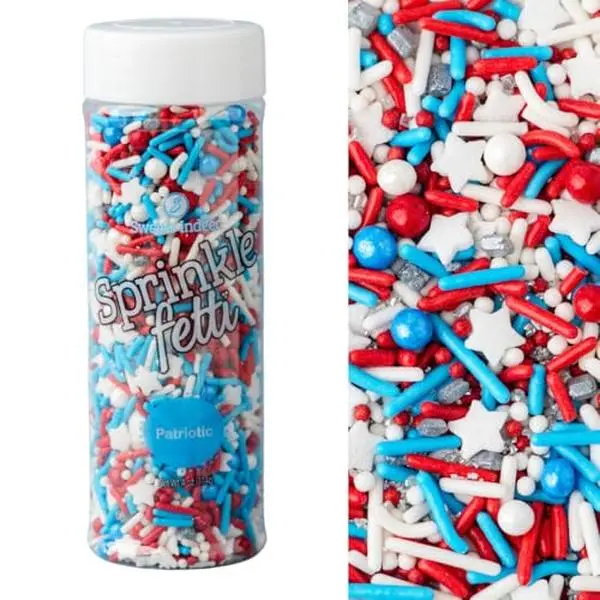 Sweets Indeed 4th of July Sprinkle Mix – Red White and Blue Patriotic Sprinkles for Baking & Decorating Cupcakes, Cookies, Cakes & Desserts – Memorial Day, Labor Day & Summer Party Topping – 4 ounces