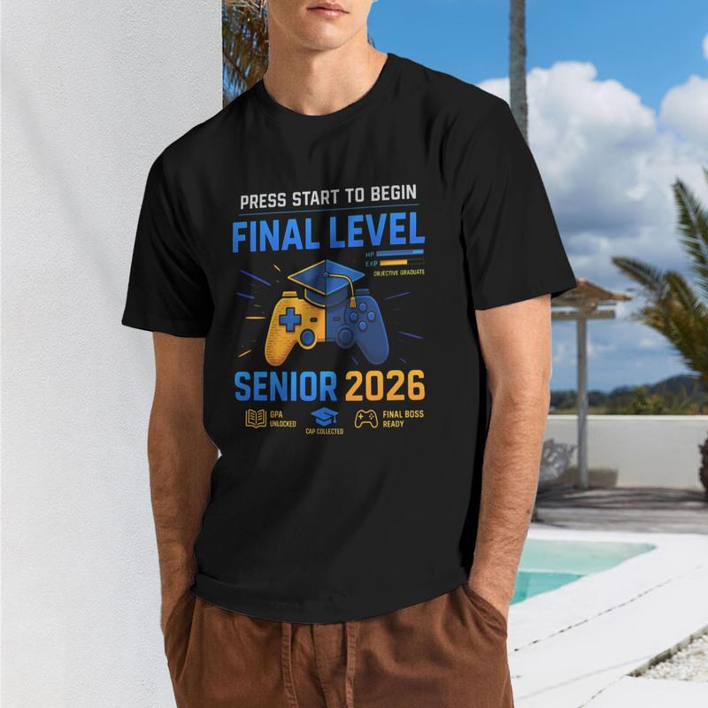 Men's Unisex Gamer Tee - Athletic Casual Outdoor Round Neck Short-Sleeve, Slight Stretch Comfortable Fabric, All-Season Vintage Streetwear Gym Outfit