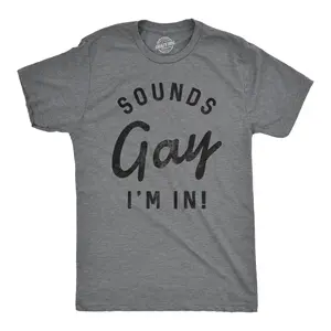 Mens Sounds Gay Im In T Shirt Funny LGBT Pride Parade Party Tee Mens Funny T Shirts Cool Vintage Fashion T-Shirt Gift Classic Menswear Pride Apparel for Men Novelty Tees for Guys Dark Grey