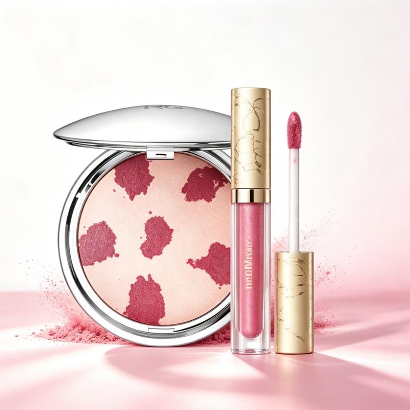 Glam Metal Lip Gloss & Radiant Shimmer Highlighter Duo, Waterproof Smooth Liquid Lipstick Bright Glow Highlight Cosmetic Kit Sparkly Lipstick Glossy Metallic Shine