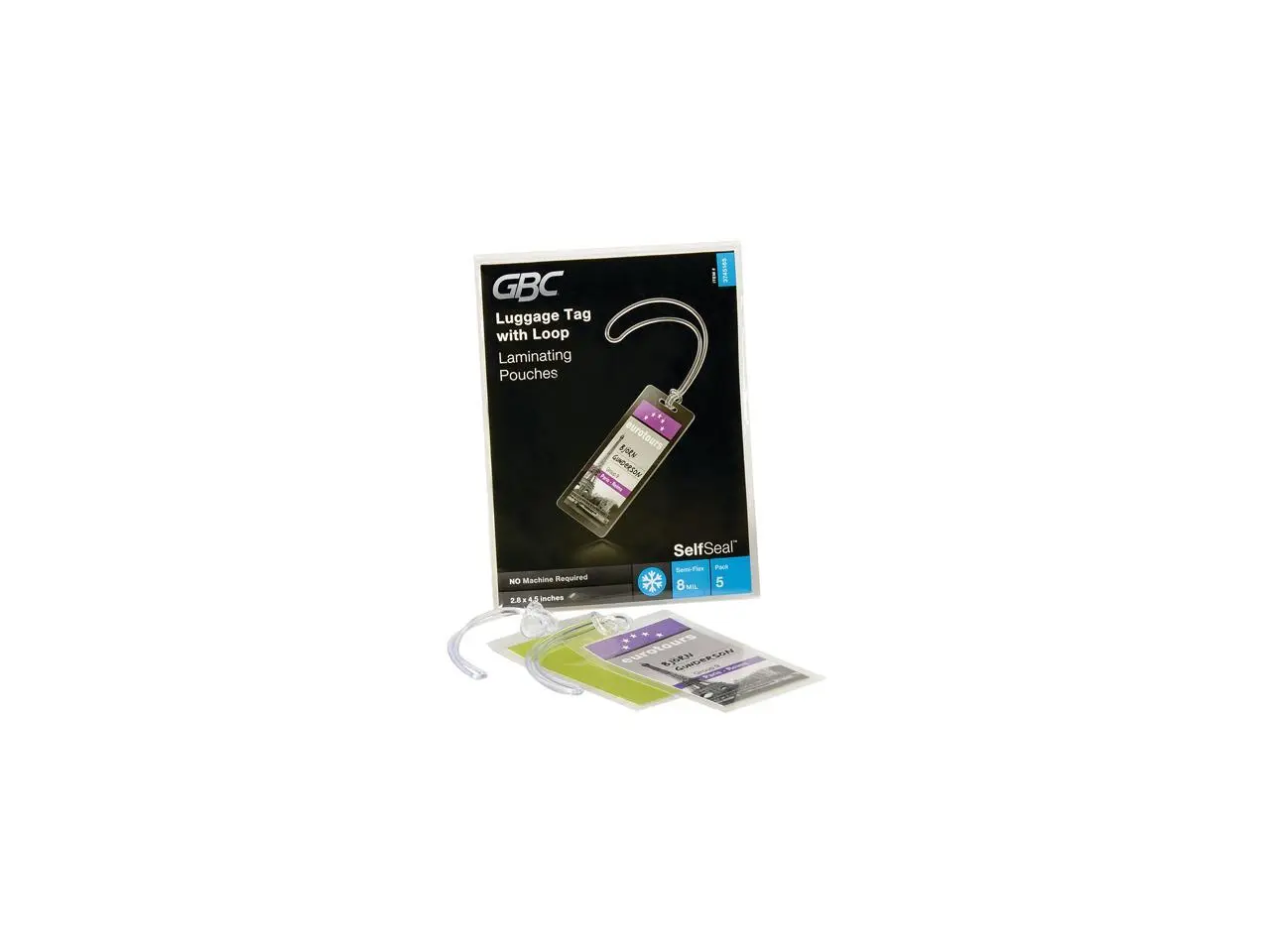 Swingline 3745165CF SelfSeal 2 7/8" x 4 5/8" Luggage Tag Cold Laminating Pouch - 5/Pack