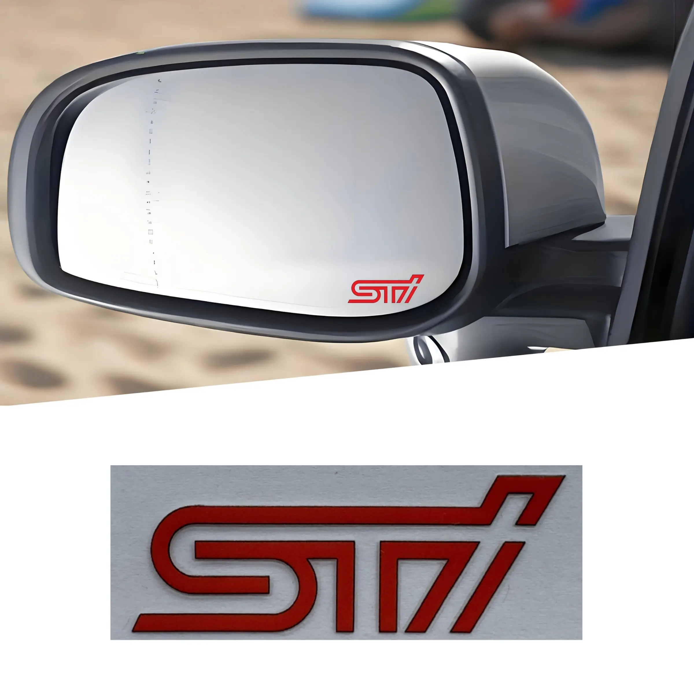 2PCS Car Stickers STI Car Badge Emblem Decoration Sticker Suitable for Subaru XV Forester BRZ Legacy Outback Crosstrek Vehicle Styling Accessories Rearview Mirror Sticker Car Decorative Sticker