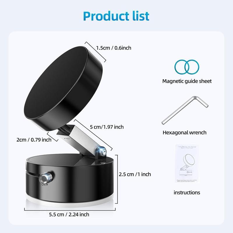 Foldable Portable Vacuum Magnetic Phone Holder Stand – Foldable & Retractable Mount with Strong Magnetic Suction, Portable Phone Stand for Car, Mirror, Gym & Multi-Scene Use | Bubble-Free, Spotless Screen Design