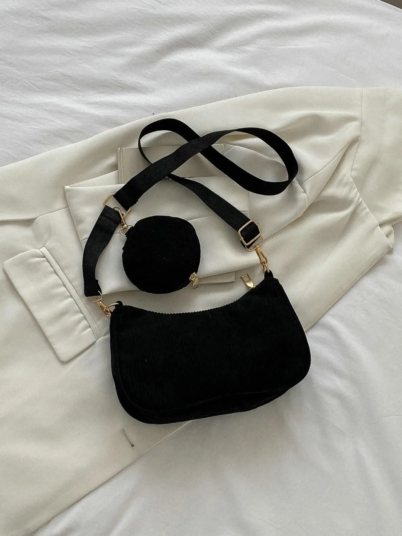 Women's Elegant Minimalist Corduroy Crossbody Bag, Casual Versatile Trendy Crossbody Bag with Coin Purse, 2025 New Crossbody Bag for Daily Use