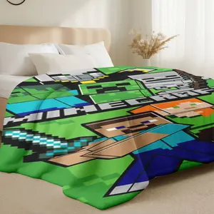 Minecraft Pixel Character Blanket, Classic Block Design, Soft and Lightweight, Perfect Gift for Bedroom Living Room Sofa