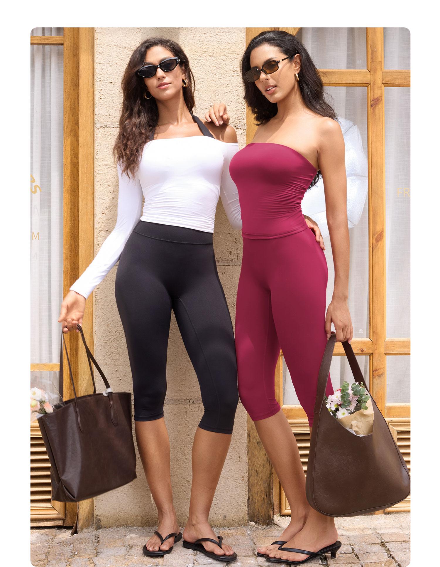 YEOREO Women's 17" High Waisted Workout Capri Leggings - No Front Seam, Hidden Scrunch, Everyday Active for Gym Yoga - Summer Finds, Soho Chic
