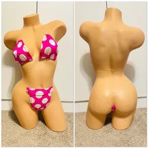 Pink White Polka Dot Clear String Bikini Outfit