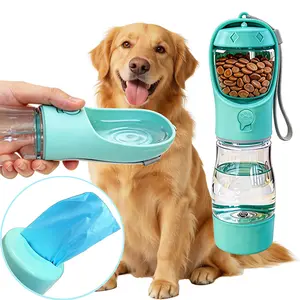 3 in 1 Pet Water Bottle 20 oz - Leak Proof Portable Dog Water Container with Poop Bag Dispenser for Travel, Hiking & Outdoor Activities