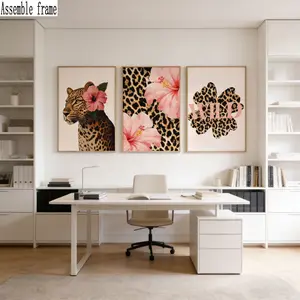 3pcs Leopard Print Bauhinia Poster, Vintage Hawaiian Animal Art Home Decor, Fashion Style, Unique Elegant Aesthetic, DIY Frame & Canvas
