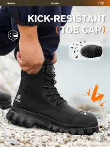 Trendy High-Top Safety Boots, Steel Toe Anti-Puncture Comfortable Lightweight Casual Shoes, Ideal for Daily Wear and Industrial Use