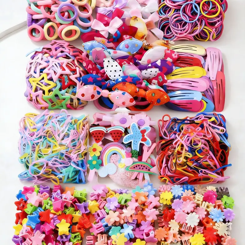 2179 Pcs/Set Girls' Colorful Hair Accessories Sets, Bow, Watermelon, Rainbow, Starfish, Pentagram, Butterfly and Small Flower Barrettes, Kids' Hair Clips for Daily Use, Cute Hair Accessories