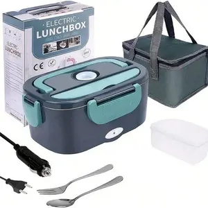 Portable Food Heater for Car & Home, Leak-Proof Stainless Steel Container, Microwave Safe Lunch Box, Heated Lunch Box, 1.5L Capacity, Herrfilk Brand