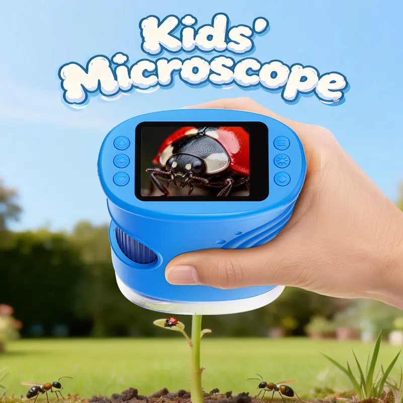 ASPOVEN Kids 4K Digital Microscope - 2.0" Screen, 1000X Zoom, Rechargeable Cordless Portable HD Microscope, USB Transfer, PC Compatible, Visual Learning Tools, Learning Materials, HD Video, Christmas Gift for Kids, Ages 3+, STEM Education Supplies