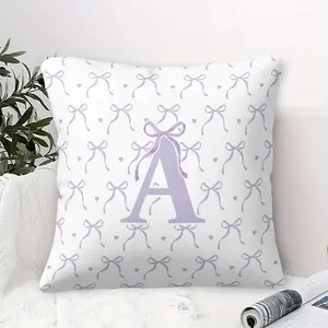 Purple Monogram Bow Throw Pillow, Cute Princess Cushion Accent Pillow, Includes Pillow Core, Soft Comfortable Home Decor Pillows for Sofa Bedroom Dorm, Perfect Gift for Children, Teenagers and Girls