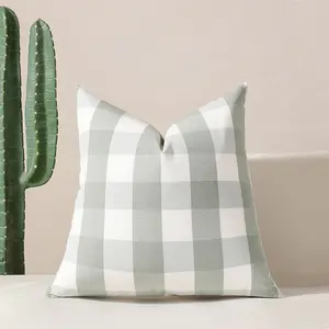 18x18 inches (45 x 45 cm) pillowcase, decorative sage green throw pillowcase, striped and solid color, for decorating beds, rooms, floors, and chairs; buffalo check decorative pillowcase, farmhouse checkered square cushion cover, sofa and bedroom sofa pil