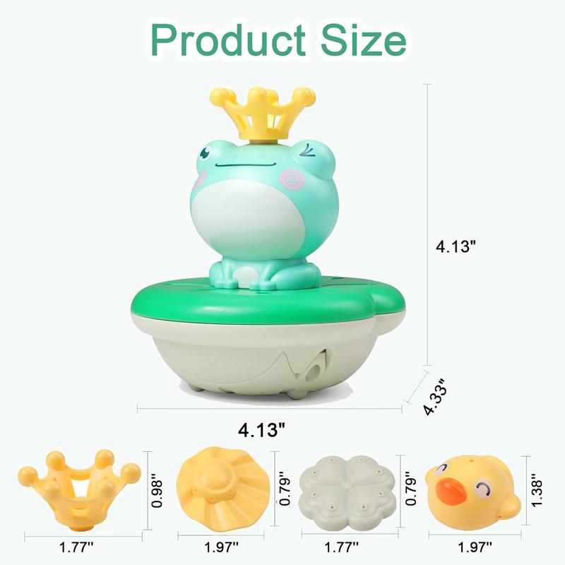 Frog Design Bath Toy with 4 Interchangeable Nozzles Water Sprinkler for Kids Fun Bathtub Toy STEM Learning & Sensory Play Safe BPA-Free Toddler Gift Baby Shower Gift