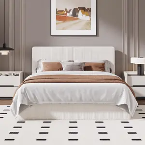 Garvee Upholstered Platform Bed Frame with 2 Drawers, Faux Leather Finish, Low Profile Design, Wood Slat Support, No Box Spring Needed, Easy Assembly, and Noise-Free Functionality