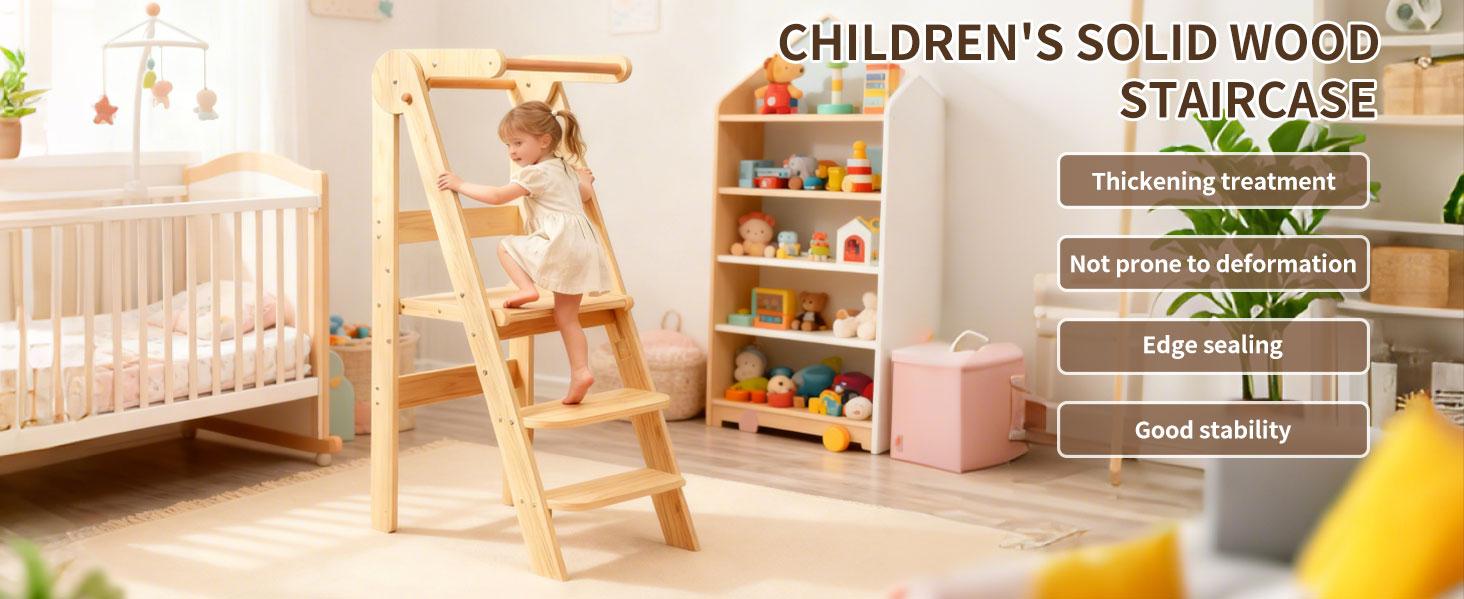 Foldable Toddler Tower Preassembled Kitchen Stool, Folding Tower for Learning with 3 Adjustable Heights Montessori Toddler Standing Tower Collapsible Step Stool for Kids 1.5-6y Natural Foldable Toddler Tower Preassembled Kitchen Stool, Folding Tower for Learning with 3 Adjustable Heights Montessori Toddler Standing Tower Collapsible Step Stool for Kids 1.5-6y Natural