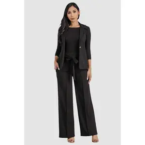 Lina Sleeveless Vest Pant  - Tailored Vest with Waist Tie Bow, High-Waist Pants, Boot Cut, Made in the U.S.A. for Modern Modest  - Suits, Womenswear, Everyday, Button, Matching, Top, Clothes outfit sets two piece