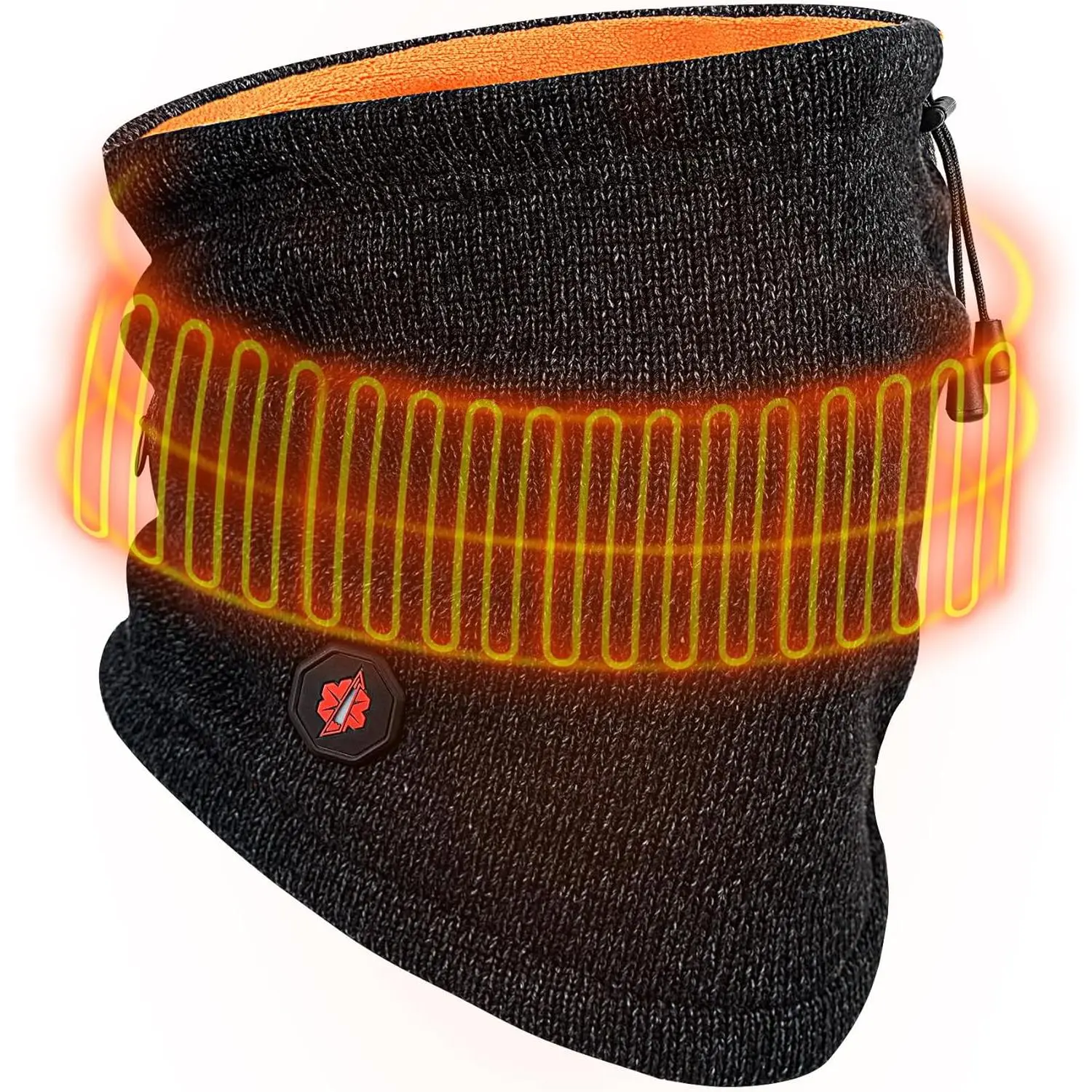Rechargeable Heated Neck Gaiter, Unisex Stretch Knit Polar Fleece Lined Thermal Face Mask with 3 Heat Settings for Winter Skiing & Hiking, Stretch Fabric, Cotton, Extreme Warmth