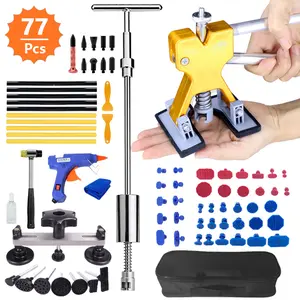 Paintless Dent Repair Tool Kit 77pcs Car Dent Puller with Hot Melt Adhesive for Auto SUV Motorcycle Small Dents Vehicle Repair Kit 17cm x 13.5cm x 8cm