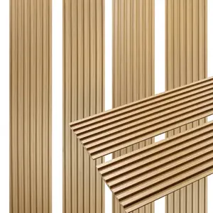 7 Grid Light Oak Slat Wood Wall Panels - 94.5" - 106" Long x 5 3/4" Width