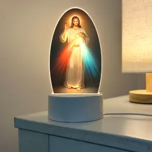 LED Acrylic Night Light with 'god's Mercy' Design, USB Interface and Switch, Christian Atmosphere Lamp, Decorative Gift