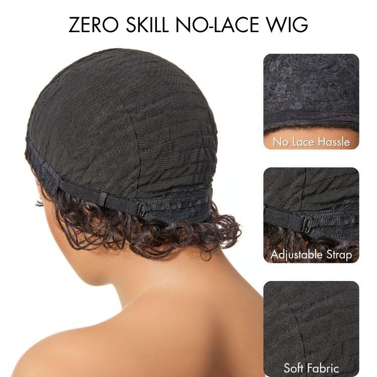 【LIVE】Brown Highlight Throw On & Go Short Bouncy Curls with Bangs Glueless Wig 100% Human Hair - US Only