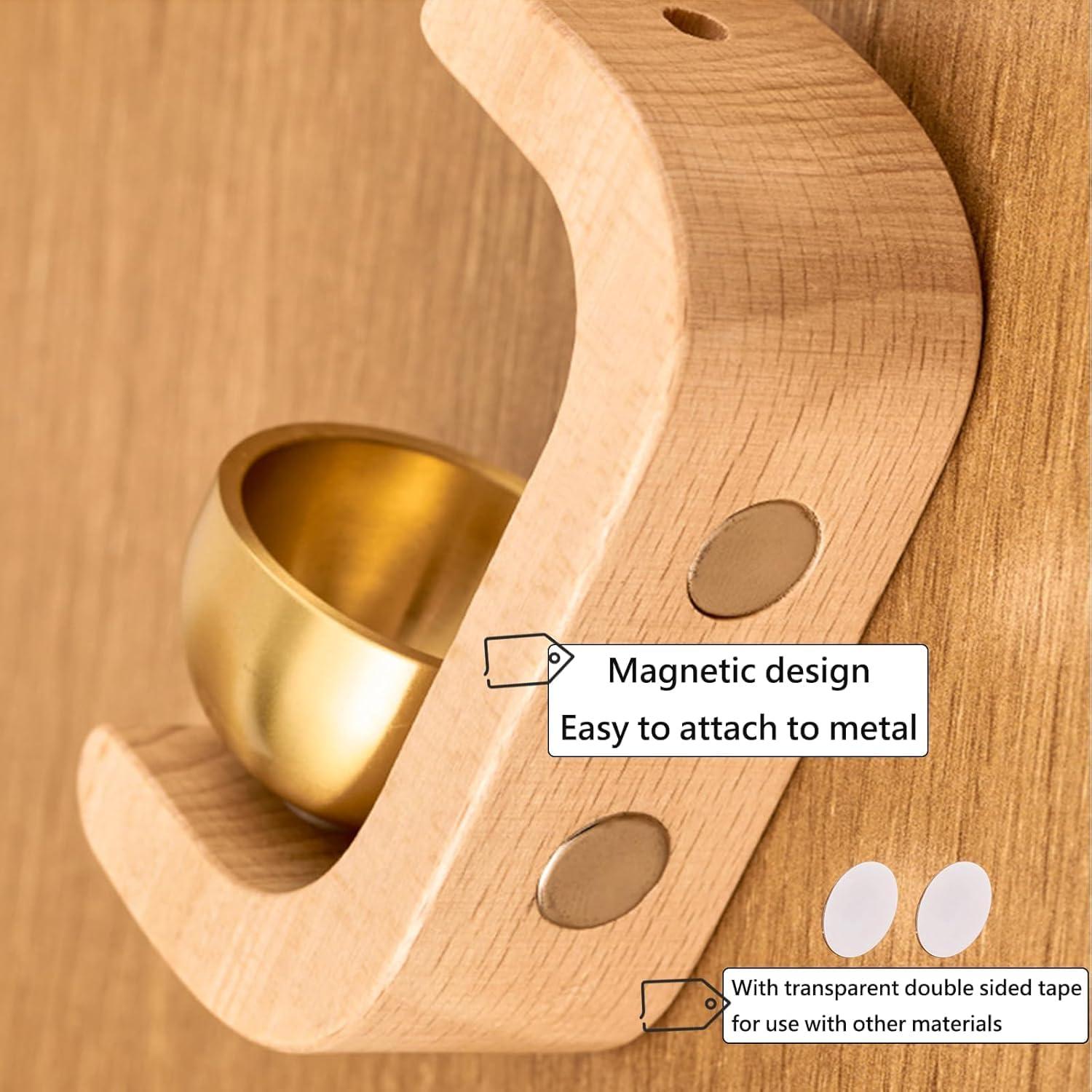 Magnetic doorbell, suction cup solid wood wind chime, magnetic wooden doorbell, C-shaped wooden wind chime, suitable for home, porch, garden and restaurant decoration.