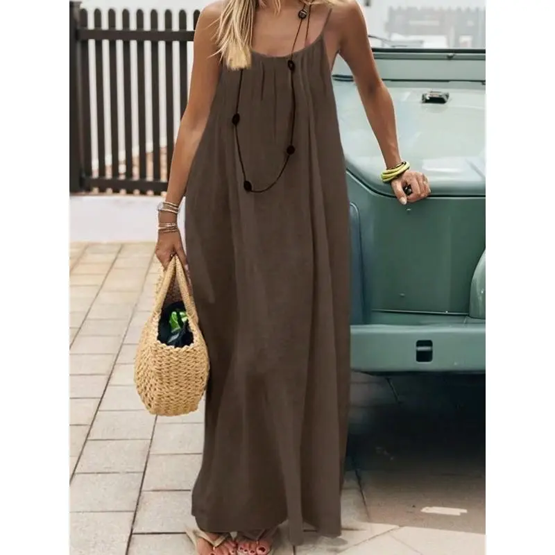 Women's Solid Color Cami Lounge Dress, Elegant Sleeveless Long Dress for Summer, Ladies Sleepwear for Indoor Wear - TikTok Shop Women's Solid Color Cami Lounge Dress, Elegant Sleeveless Long Dress for Summer, Ladies Sleepwear for Indoor Wear - TikTok Shop