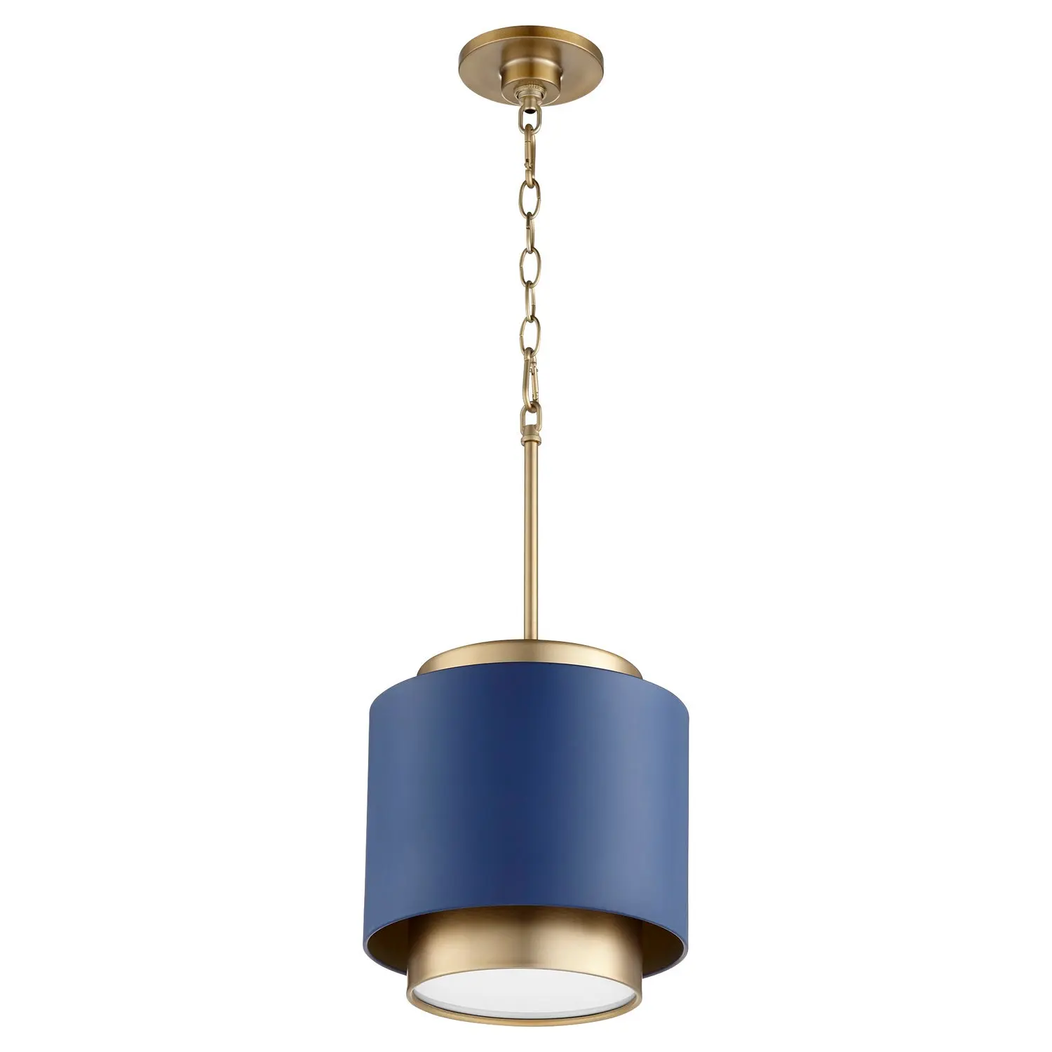 Drum Pendants One Light Pendant Aged Brass w/ Blue