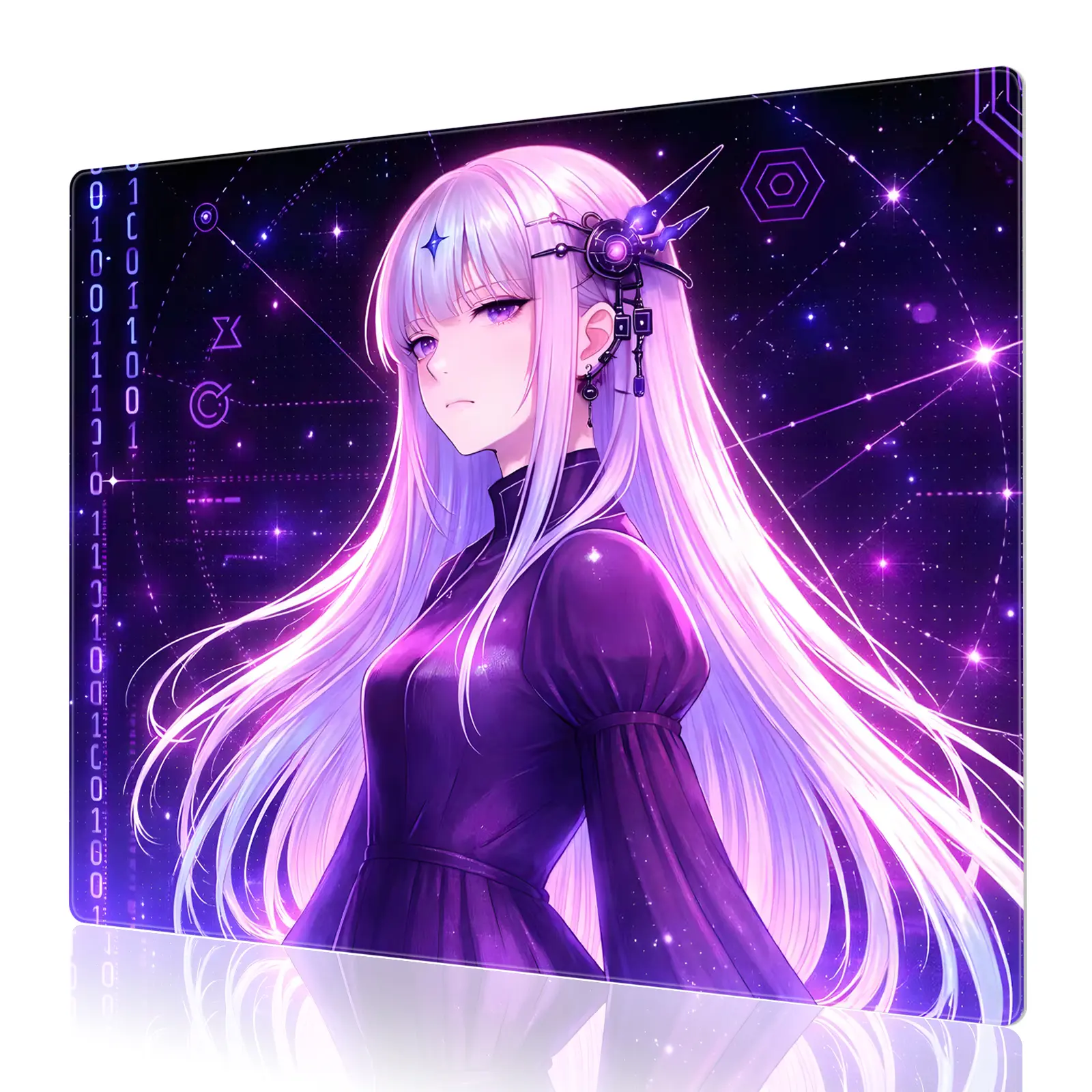 GOGOSOLO UV Reactive Fluorescent Tempered Glass Gaming Mouse Pad, Hard Smooth PC Mouse Mat, Neon Glow Under Black Light, Non-Slip Base, Waterproof Easy Clean Esports Desk Accessory for Gamers