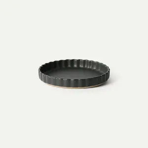 Ceramic Tart Pan, 9.5 Inch Large Porcelain Baking Dish for Tarts, Quiche, Pie, Flan etc. Fluted Ruffled Edge, Oven, Microwave, Freezer, Dishwasher Safe, Great Gift For Bakers - Liquorice