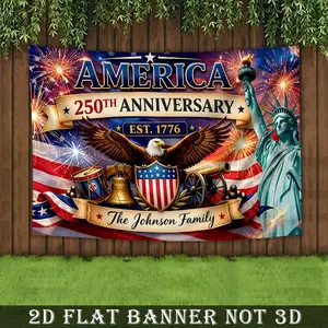 Personalized Custom Independence Day Backdrop Tapestry, Patriotic Banner with Eagle and American Flag Design for 250th Anniversary Celebration, Party Decoration, Yard Display, Wall Decor
