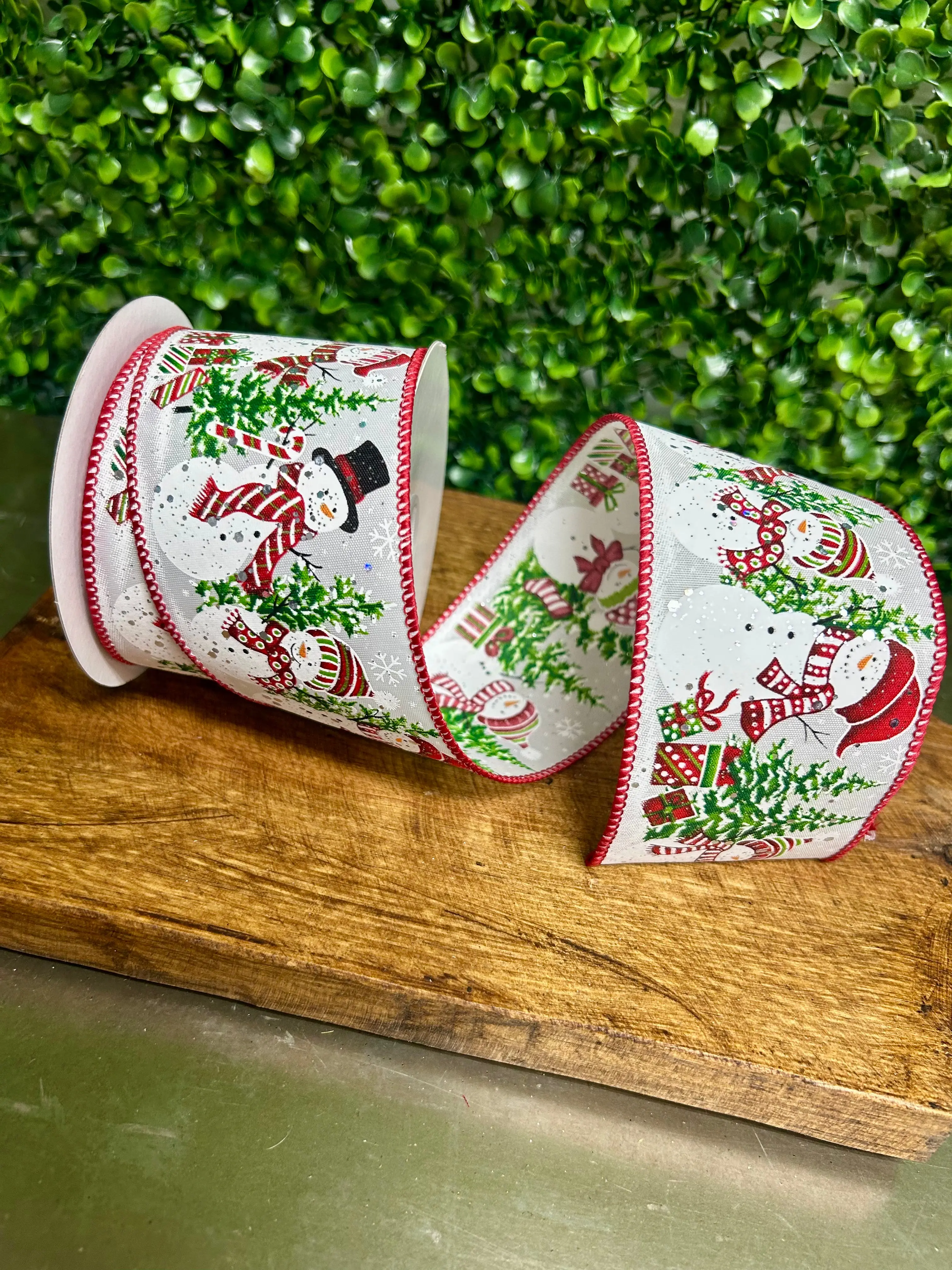 2.5 Inch By 10 Yard Snowmen And Presents Ribbon
