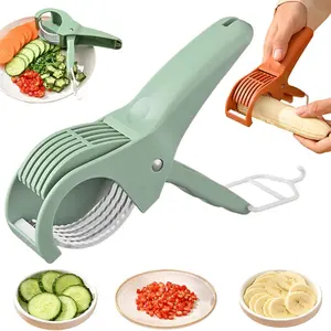 Manual Food Slicer, Grape Slicer,Multifunctional Kitchen Slicer, Vegetable Cutting Slicer Multi-Functional Banana and Vegetable Slicer, Stainless Steel with Abs Handle, Ideal for Bananas, Hot Dogs, Cucumbers, Strawberries, Grapes